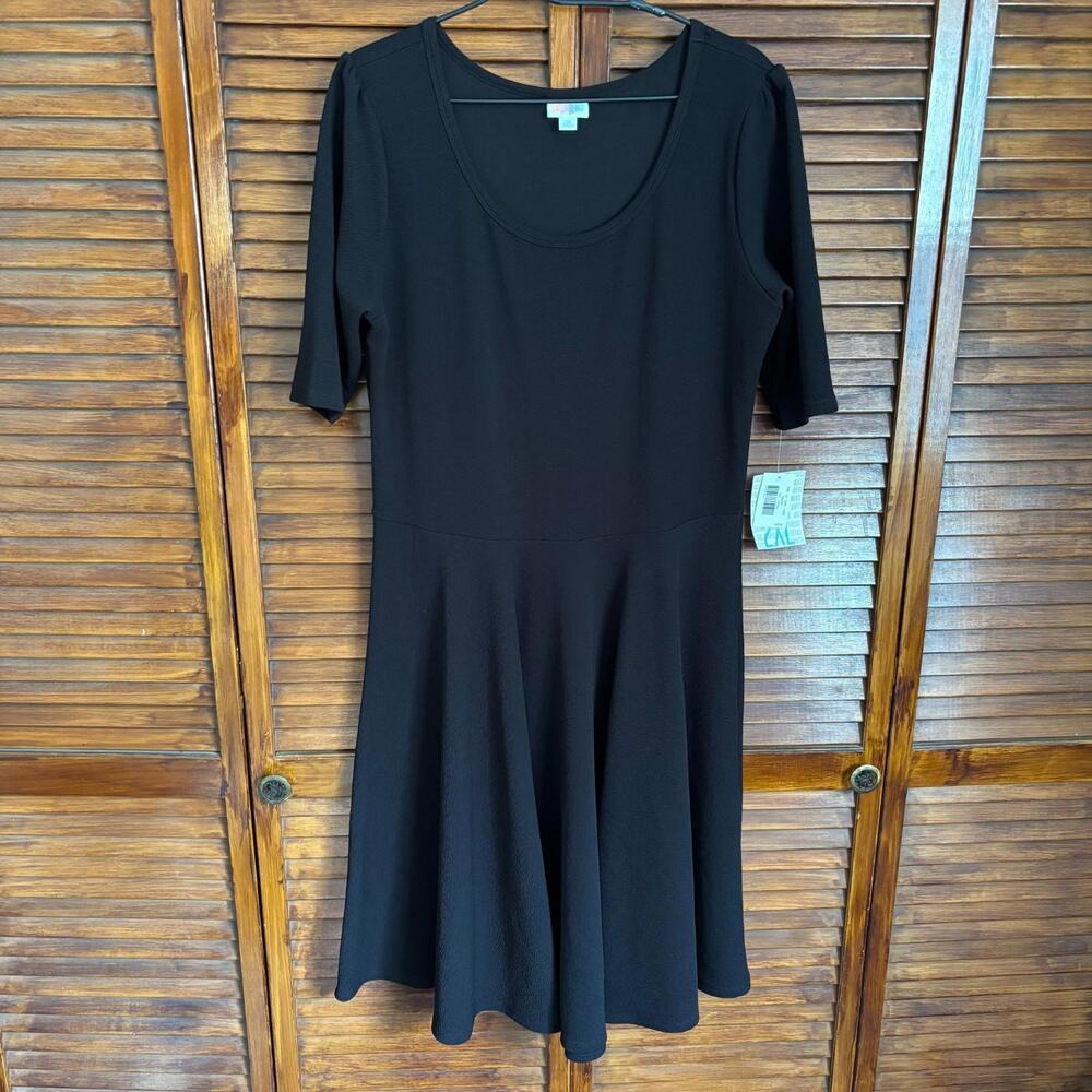 LulaRoe Women's Dress NWT- Black Short Sleeve - Size 2XL Stretch